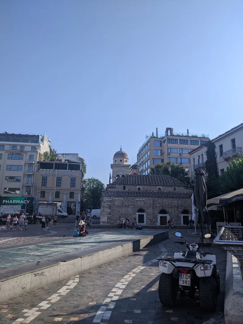 Monastiraki mosque and square seen from a side street, Athens