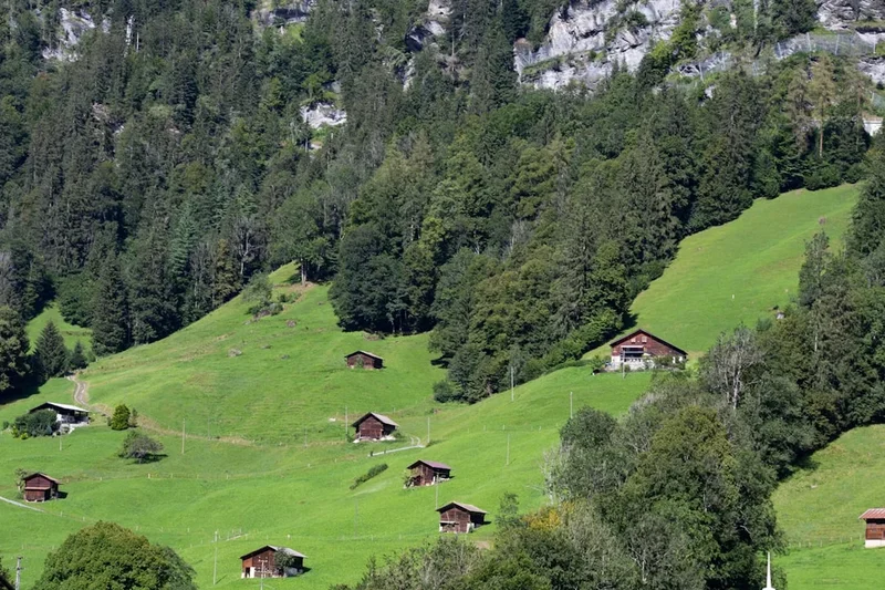 Scenic landscape of Lauterbrunnen to Murren in Switzerland