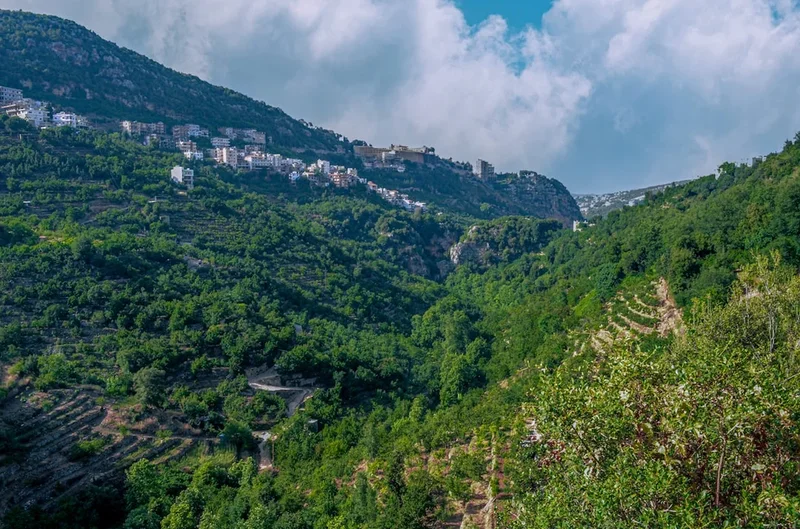 Scenic landscape of Qadisha Valley Trail in Lebanon