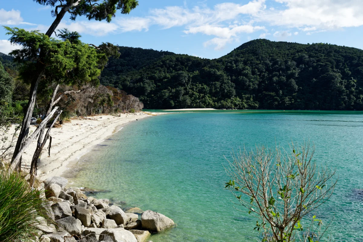 Scenic landscape of Abel Tasman Coast Track in New Zealand