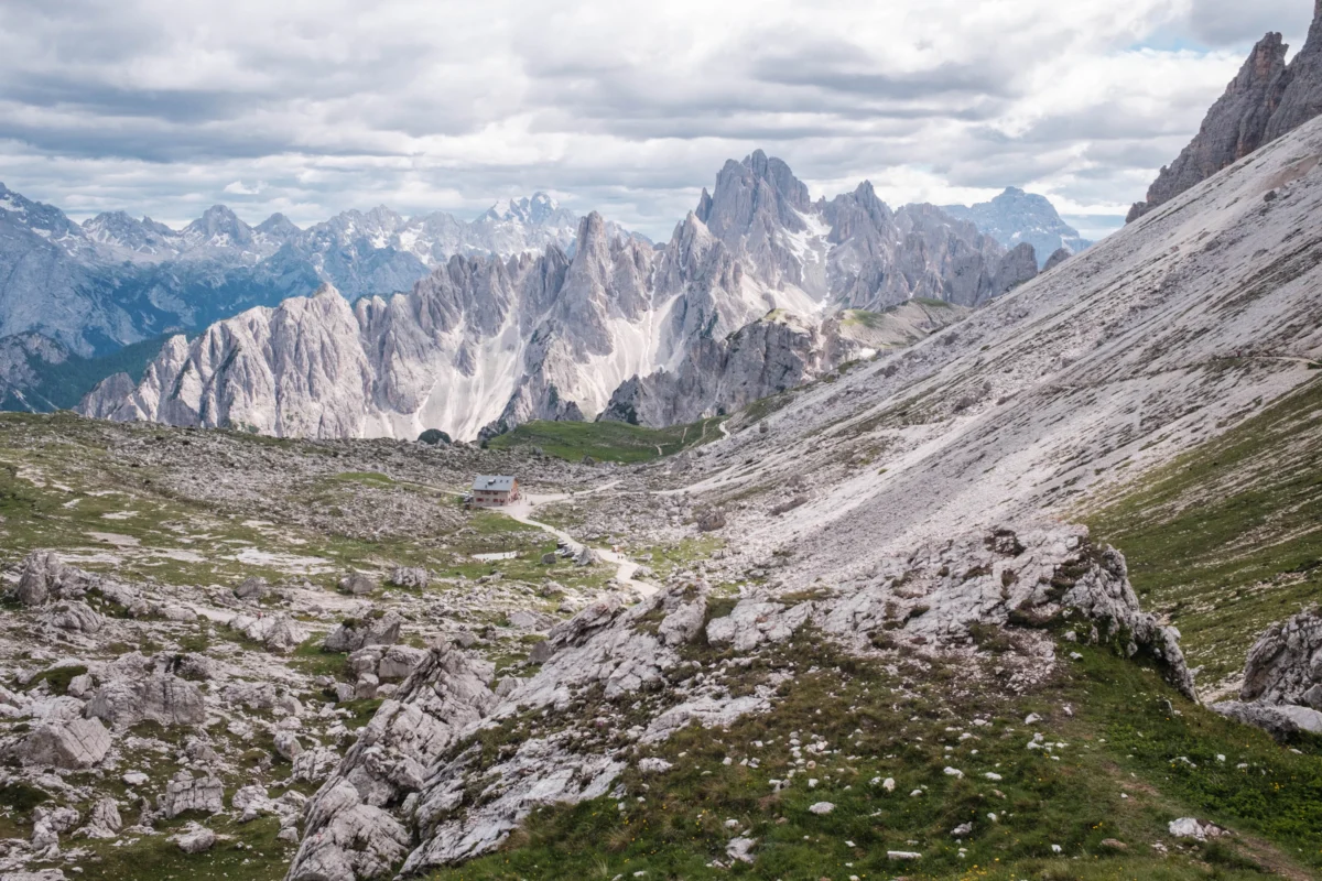 Scenic landscape of Dolomites Alta Via 2 in Italy