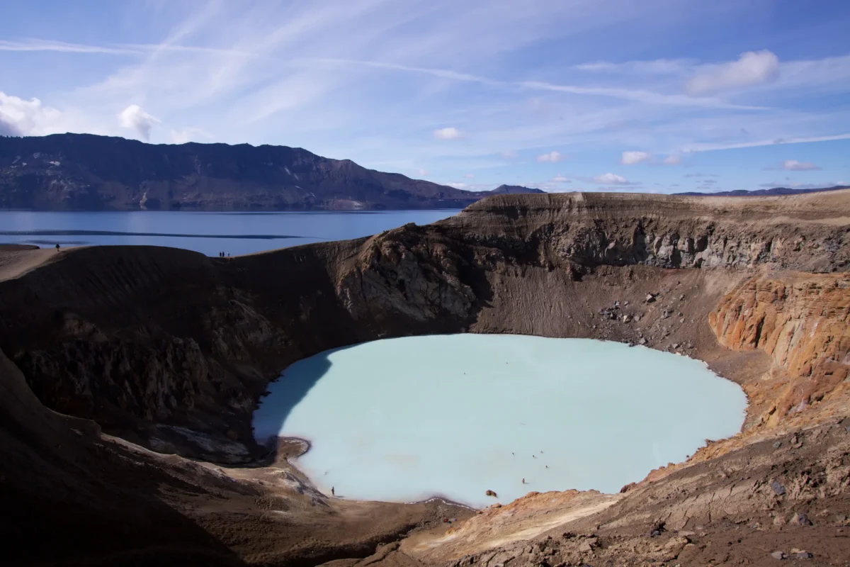Scenic landscape of Askja Caldera Trail in Iceland