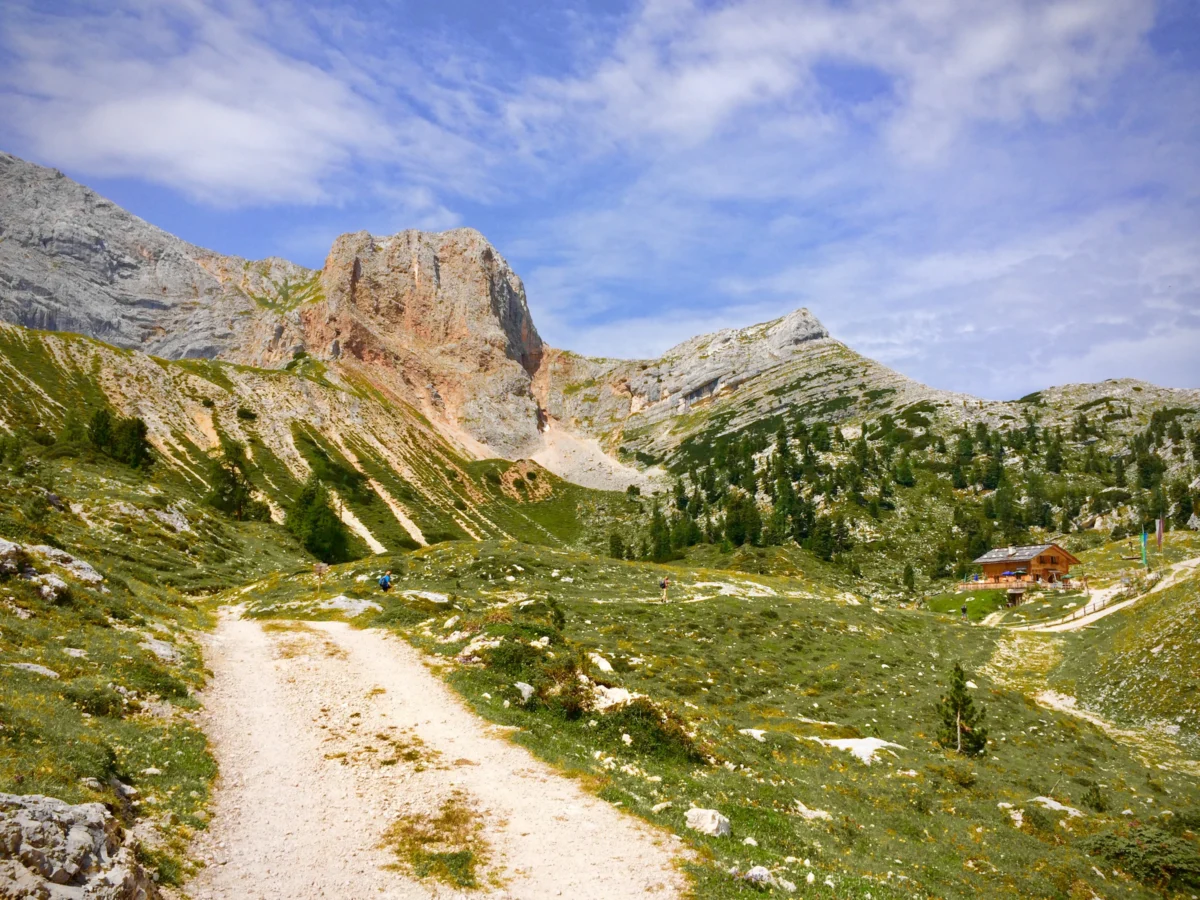 Scenic landscape of Dolomites Alta Via 4 in Italy