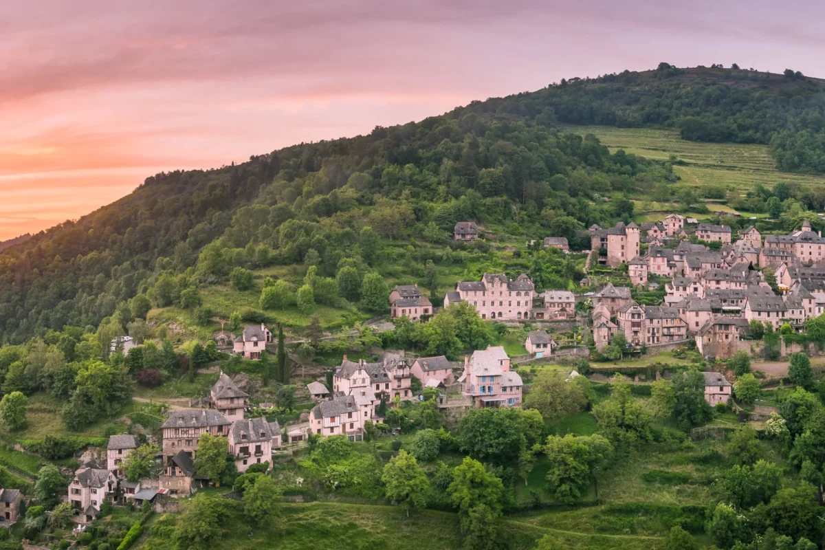 Scenic landscape of GR65 - Via Podiensis in France
