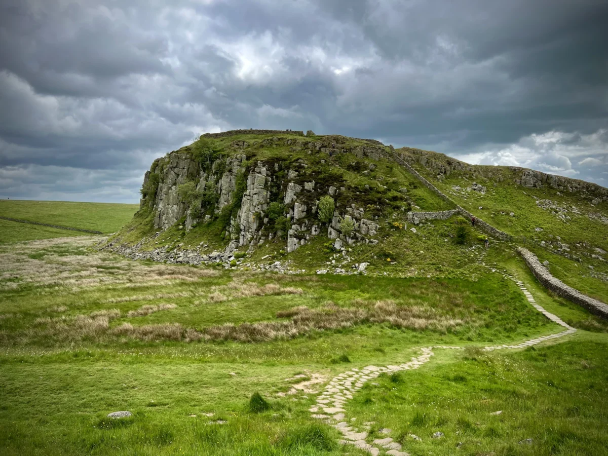 Scenic landscape of Hadrian's Wall Path in UK