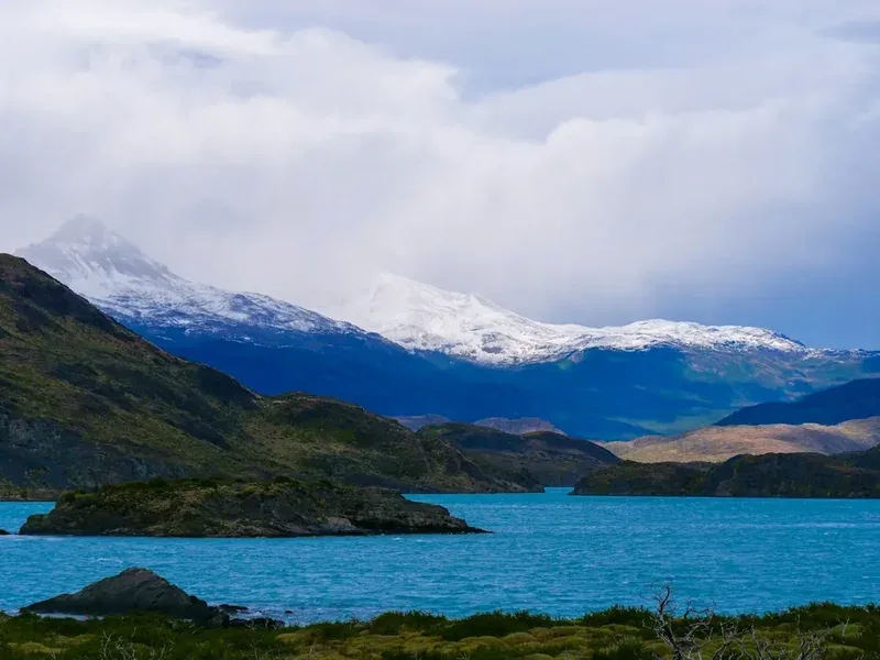 a large body of water surrounded by mountains