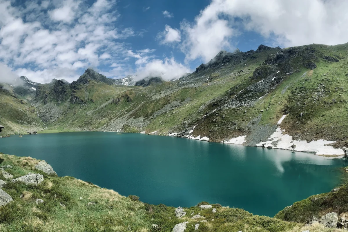 a large body of water surrounded by mountains