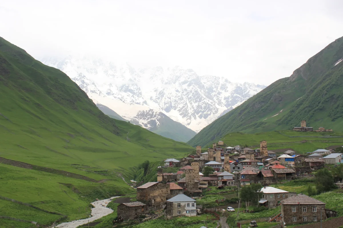 Scenic landscape of Mestia to Ushguli Trek in Georgia