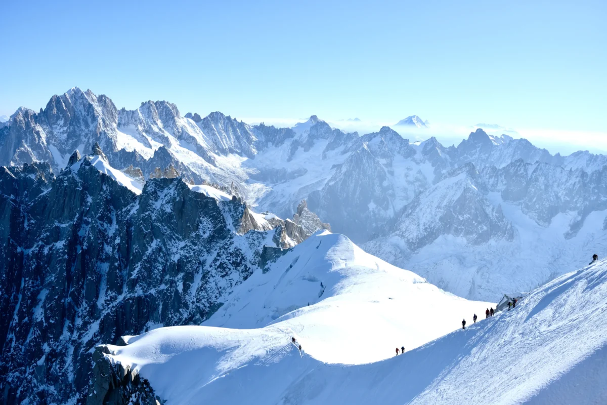 A view of a mountain range from a distance