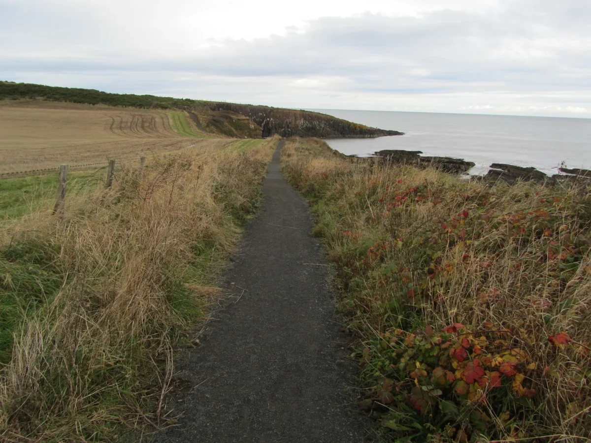 Scenic landscape of Northumberland Coast Path in UK