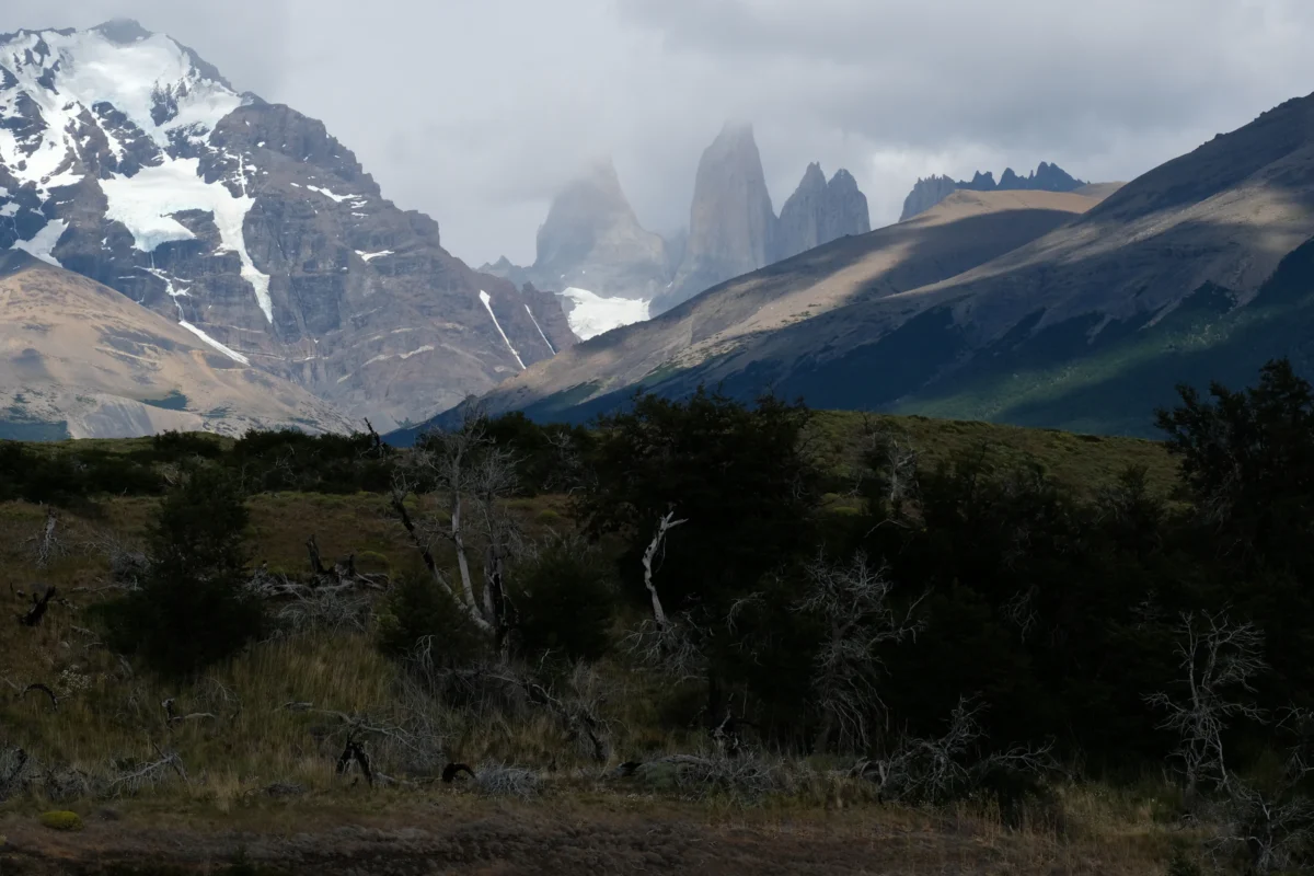 a mountain range with snow on the top of it