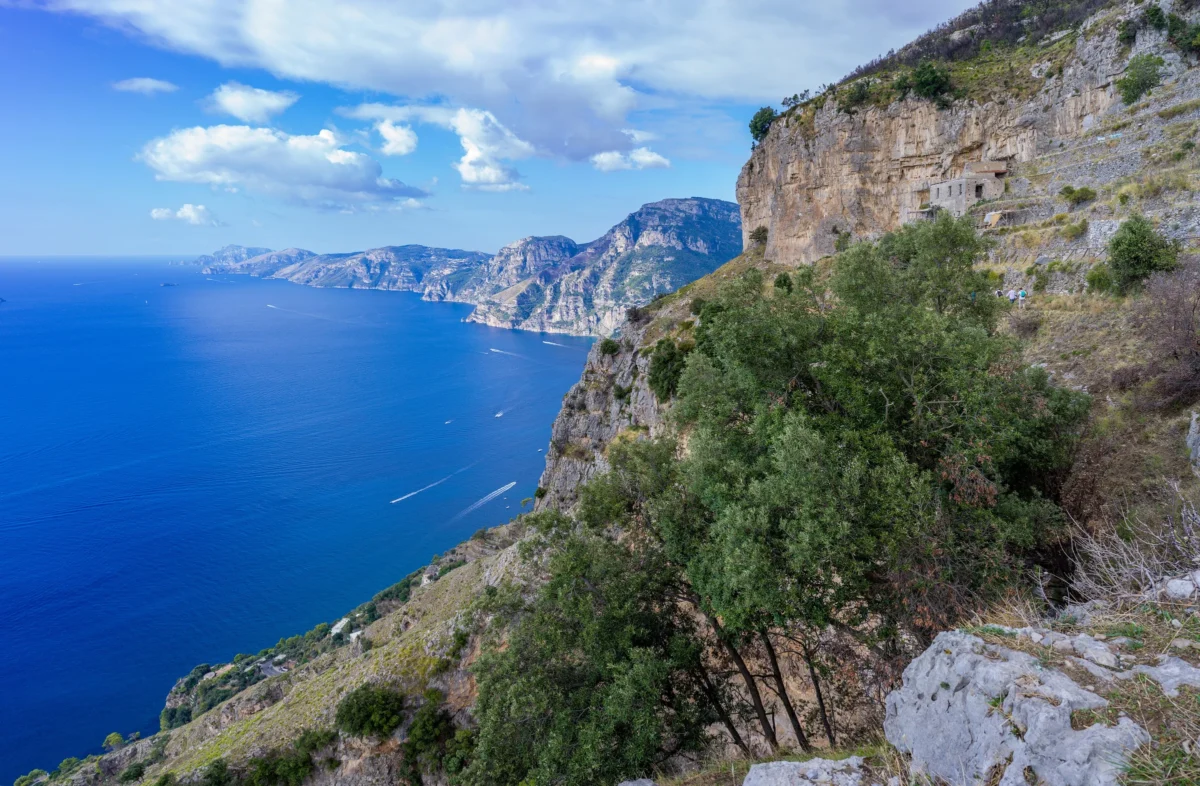 Scenic landscape of Path of the Gods in Italy