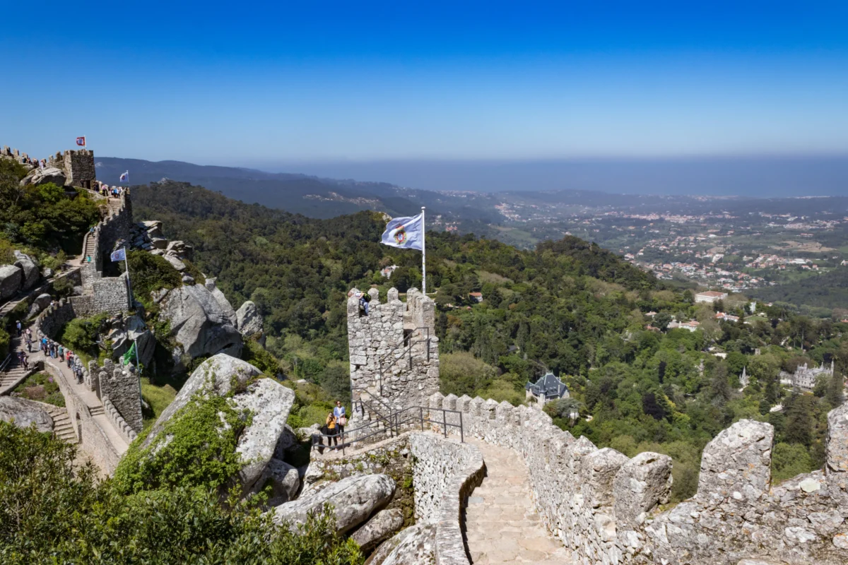 a castle with a flag on top of it