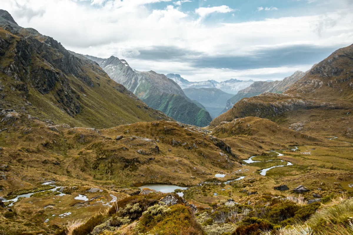 Scenic landscape of Routeburn Track in New Zealand
