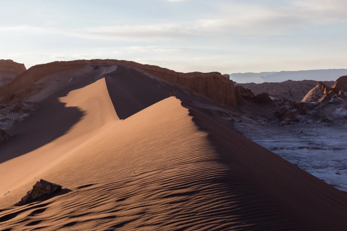 a man riding a horse on top of a sandy hill
