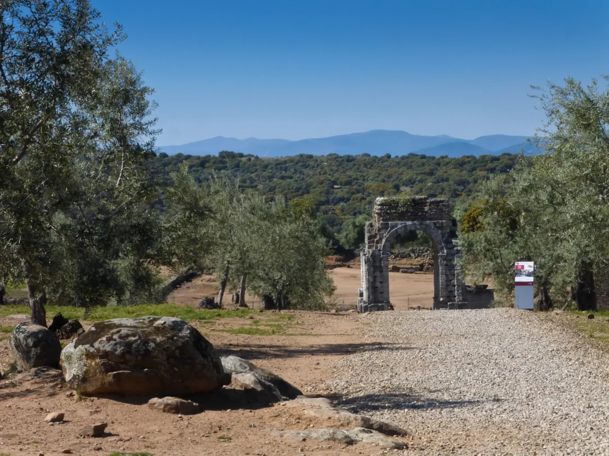 Scenic landscape of Camino de Santiago (Via de la Plata) in Spain