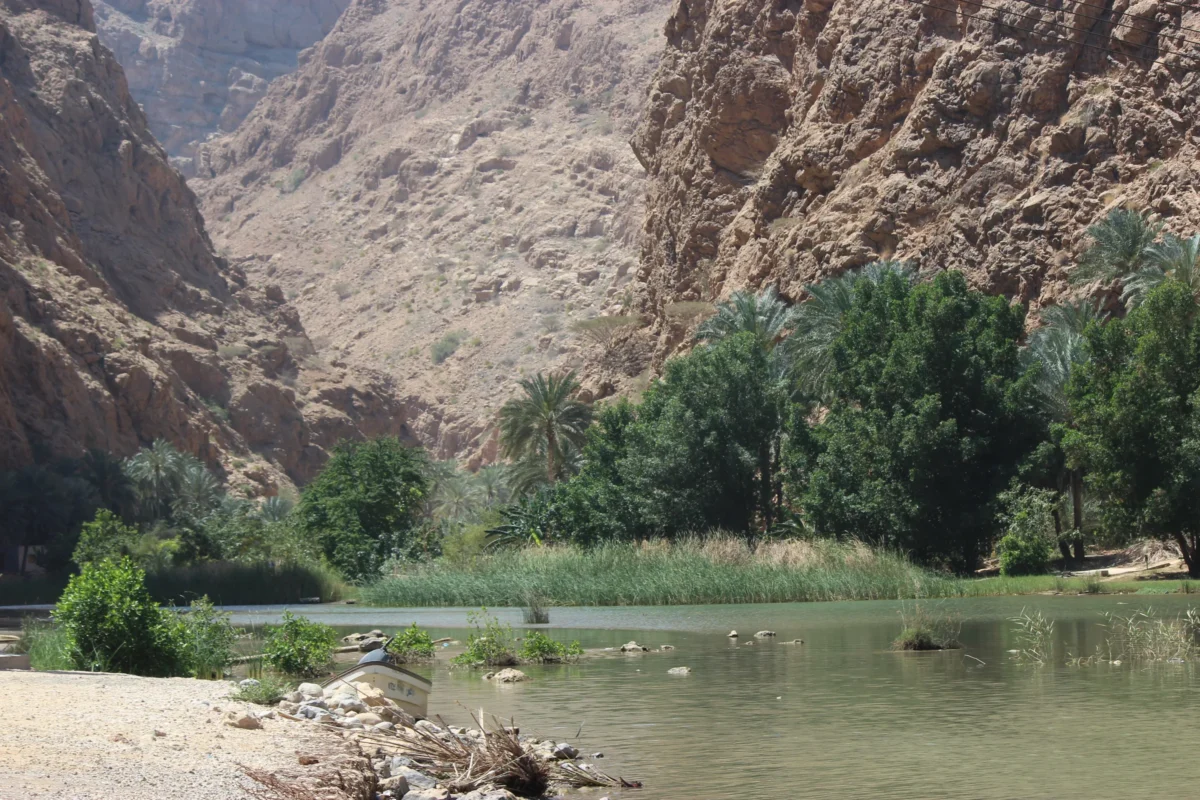 Scenic landscape of Wadi Shab Trail in Oman