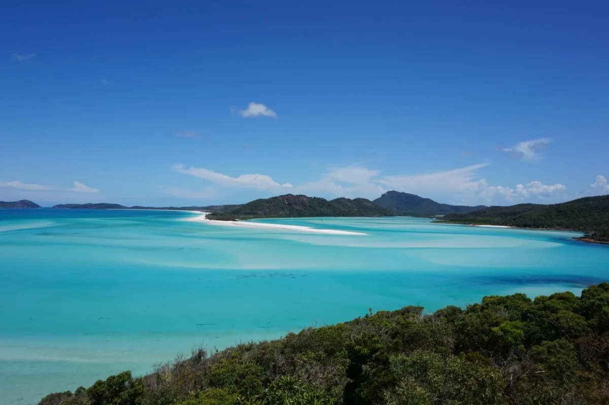 Scenic landscape of Whitehaven Beach Trail in Australia