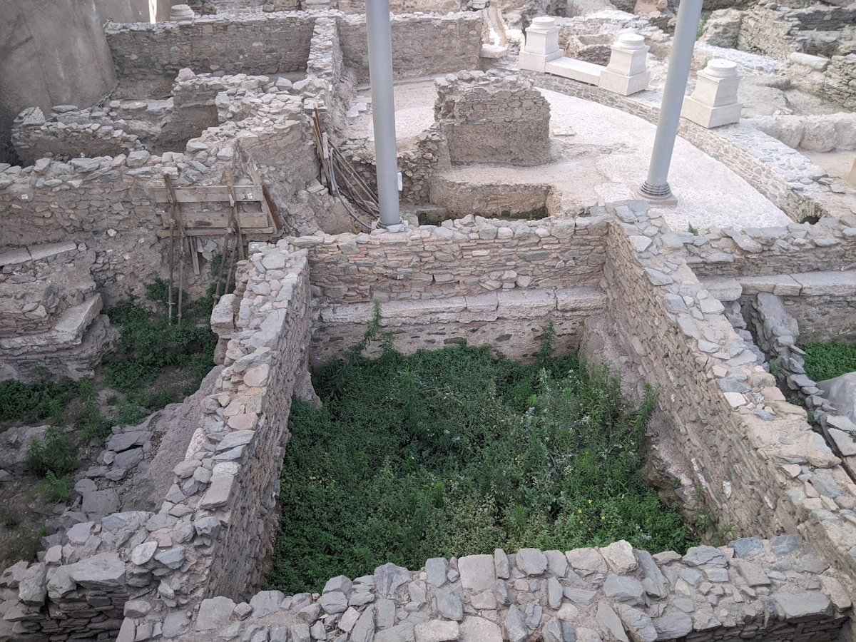 Excavated foundations and walls of the Palace of Galerius seen from above, Thessaloniki