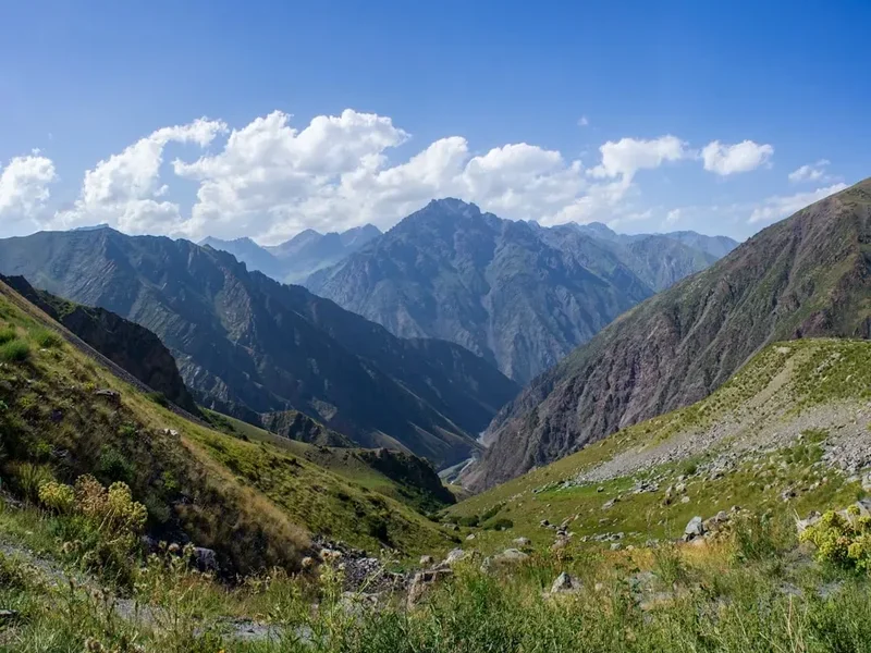 Mountain and nature scenery on the Ak Suu Transverse