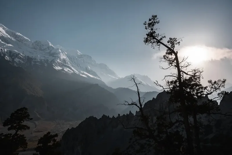 Forest and landscape view on the Annapurna Circuit