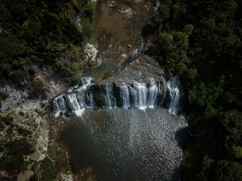 Forest and landscape view on the Devils Punchbowl Waterfall