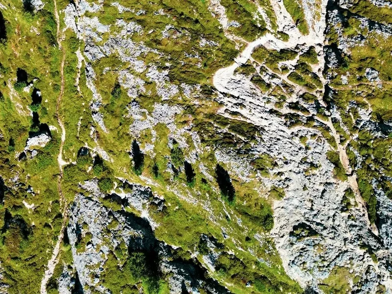 Hiking trail path on the Dolomiti Bellunesi Ridge