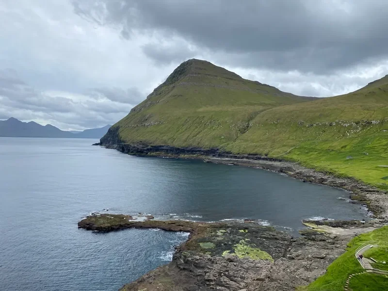 Hiking trail path on the Faroe Islands Coastal Trek