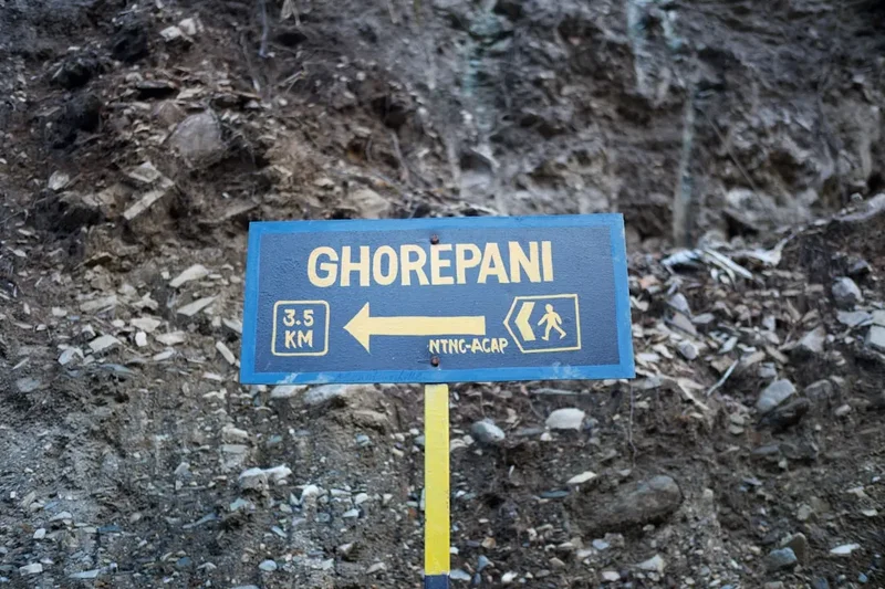 Hiking trail path on the Ghorepani Poon Hill Trek