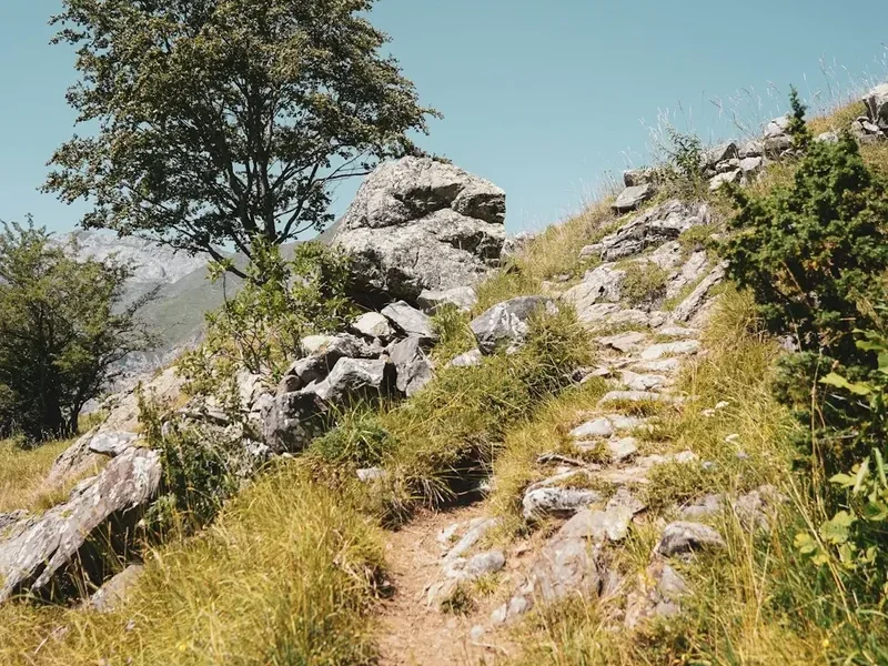 Hiking trail path on the Gr20 Southern Half