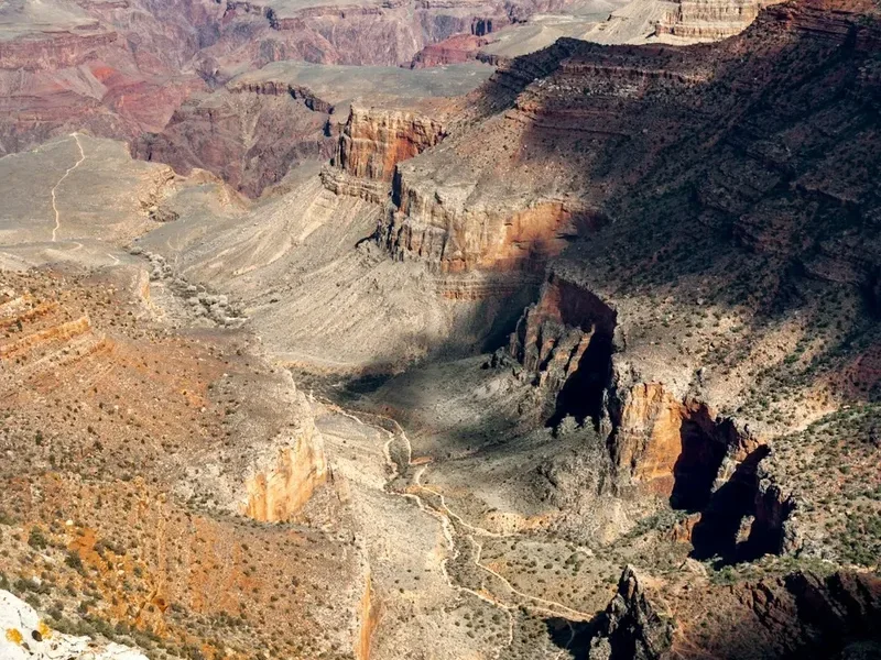 Hiking trail path on the Grand Canyon Rim To Rim