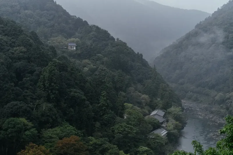 Forest and landscape view on the Iya Valley Vine Bridge