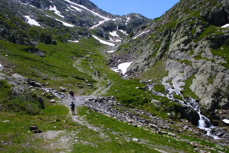 Hiking trail path on the Mannlichen Kleine Scheidegg