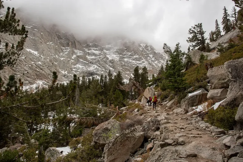 Hiking trail path on the Mist Trail Falls