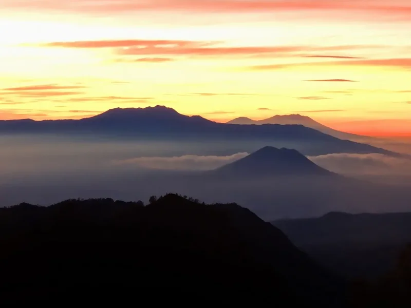 Forest and landscape view on the Mount Batur Sunrise Trek