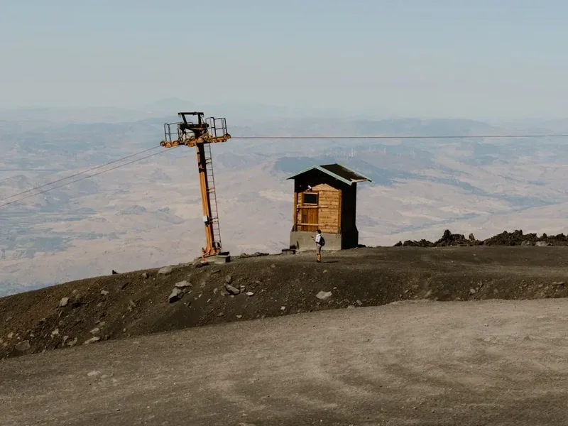 Hiking trail path on the Mount Etna Summit Trail