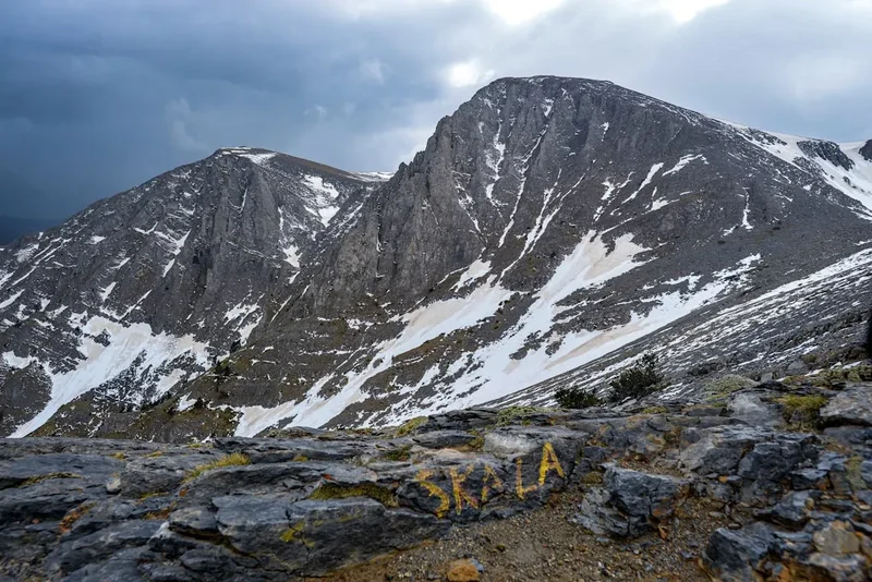 Hiking trail path on the Mount Olympus Via Prionia