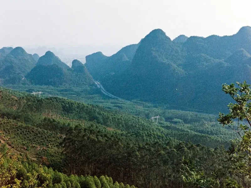 Forest and landscape view on the Mount Siguniang Trek