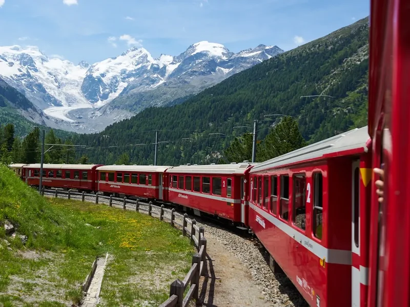 Hiking trail path on the Piz Bernina Traverse