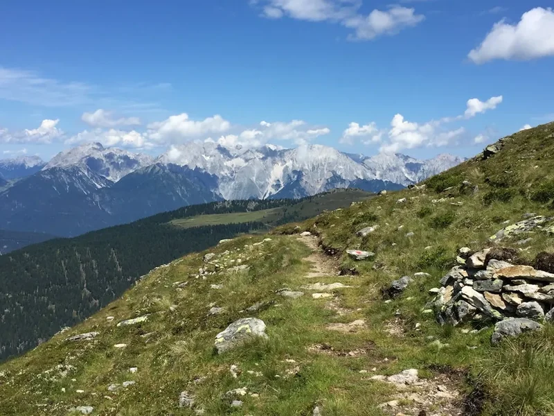 Hiking trail path on the Zillertal Alps High Route