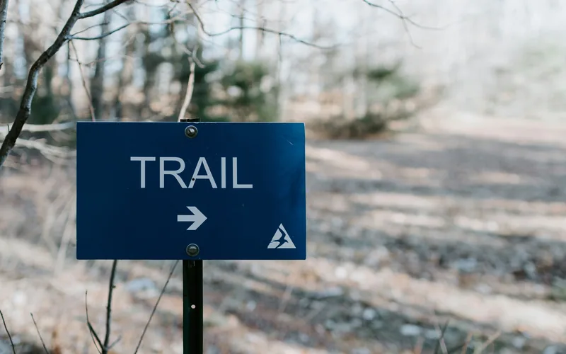Beginner hiker on well-marked trail