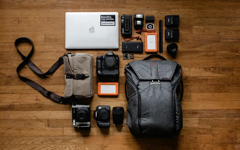 Backpack being packed with gear organised by weight