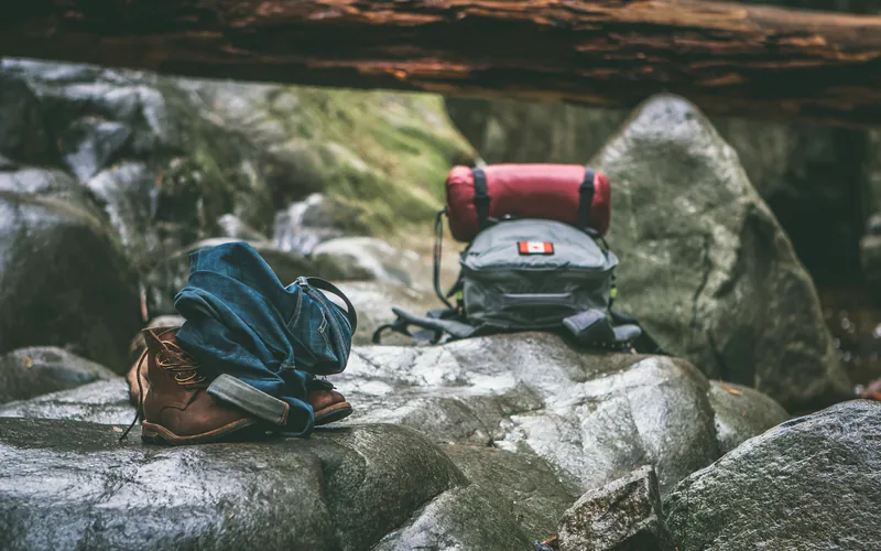 Three small budget hiking essentials laid out